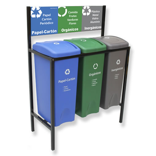 Contenedor de Reciclaje para basura 3 divisiones cancun mexico