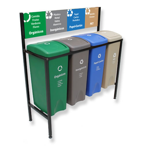 Contenedor de Reciclaje para basura 4 divisiones cancun mexico